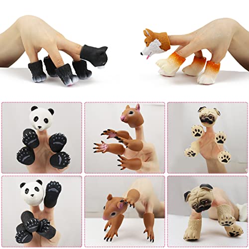 MIMIDOU Cute Animal Finger Puppets Toys 5 Set, Panda, Squirrel, cat, Shiba Inu, Pug, Role-Telling Animal Puppets, an Excellent Gift for Kids. - Image 3