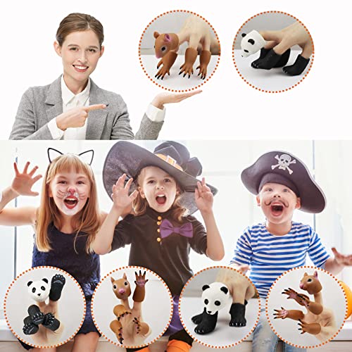 MIMIDOU Cute Animal Finger Puppets Toys 5 Set, Panda, Squirrel, cat, Shiba Inu, Pug, Role-Telling Animal Puppets, an Excellent Gift for Kids. - Image 4