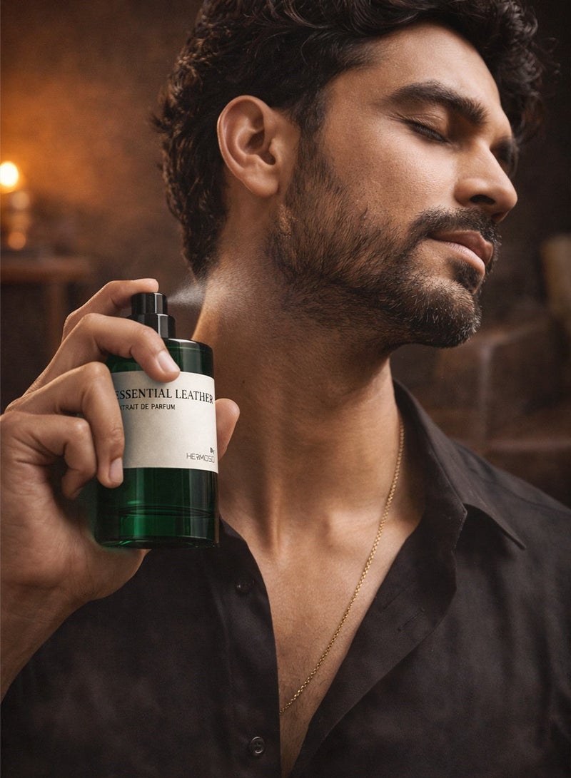 Hermoso عطر إسينشال ليذر إكستريت دي بارفان ١٠٠ مل | عطر جلدي للرجال برائحة الباتشولي وطحلب السنديان | عطر جلدي يدوم طويلاً للرجال - Image 4