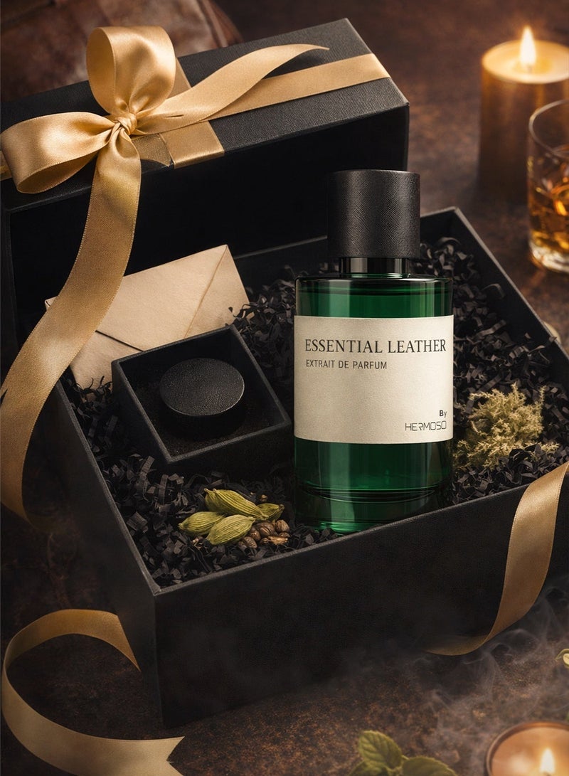 Hermoso عطر إسينشال ليذر إكستريت دي بارفان ١٠٠ مل | عطر جلدي للرجال برائحة الباتشولي وطحلب السنديان | عطر جلدي يدوم طويلاً للرجال - Image 5