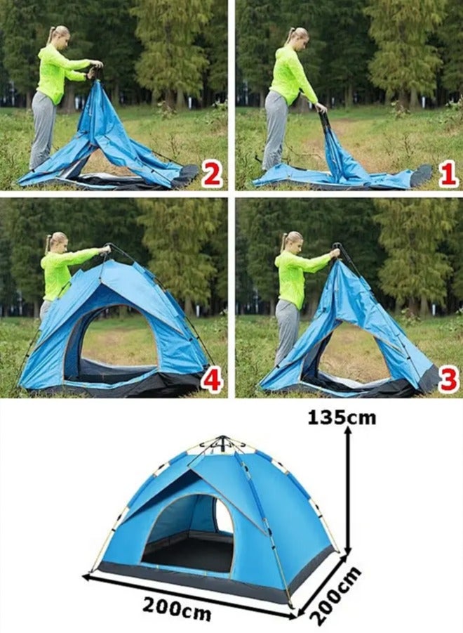 Snooe Pop Up Tent with Double Doors – Lightweight & Waterproof Instant Camping Tent for 3-4 People – Ideal for Garden, Picnic, Hiking – Spacious 200×210×135cm - Image 2