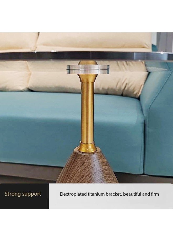 C&C Home Multifunction Modern Design Round Coffee Table Luxury Glass Tabletop End Table Stronge Wood Base Side Table Center Table for Living Room Bedroom Home Office Furniture 45x55 cm  - Image 5