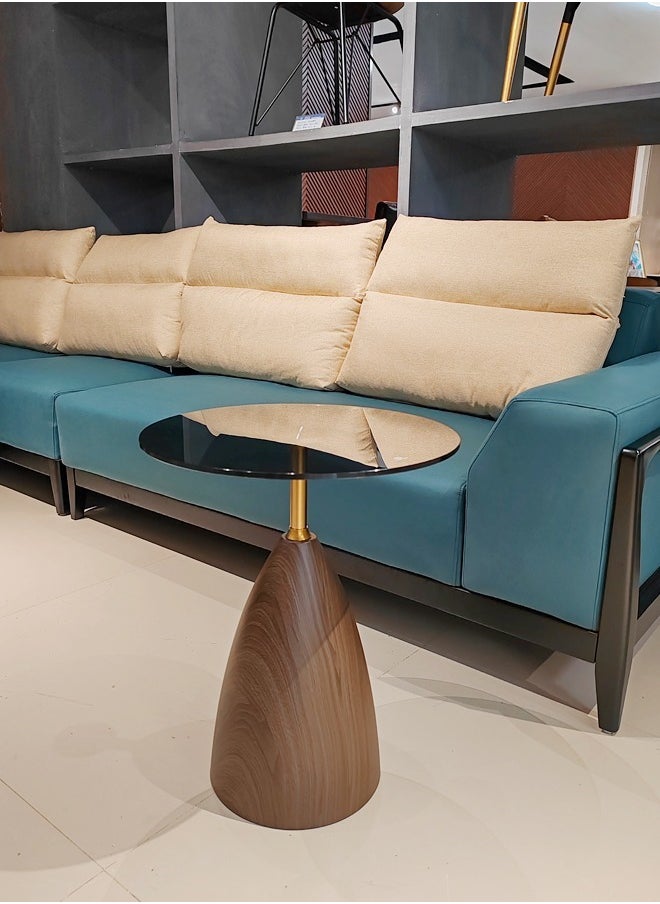 C&C Home Multifunction Modern Design Round Coffee Table Luxury Glass Tabletop End Table Stronge Wood Base Side Table Center Table for Living Room Bedroom Home Office Furniture 45x55 cm  - Image 2
