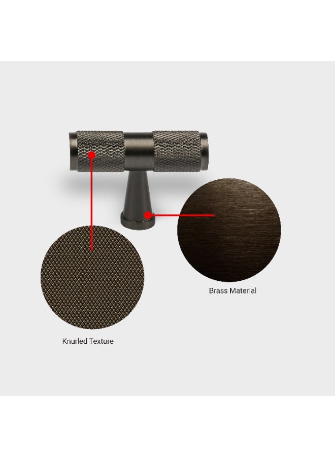 Cincinno Celestis Premium Solid Brass T-Knob Pull Handle With knurl pattern 15x50mm With 2-Year Colour Warranty – Stylish & Durable for Drawers, Kitchen Cabinets & Furniture (Dark Antique Brass) - Image 5
