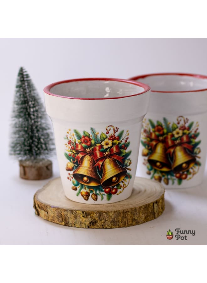 Handmade pottery empty pot - white - 12*12 cm