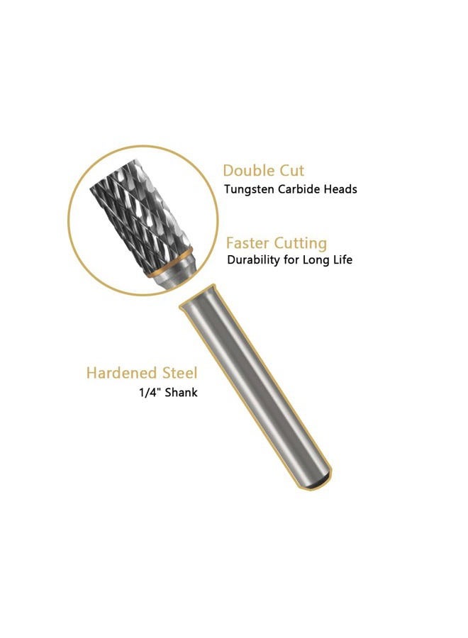 HIDOTOL Carbide Burr Set 1/4" Shank 10PC Tungsten Double Cut Carbide Rotary Burr Set for Metal and Wood Carving, Grinding, Polishing, Engraving, Drilling in Sturdy Round Case. - Image 3