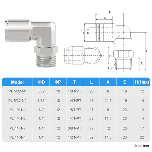 TAILONZ PNEUMATIC 304 Stainless Steel Male Elbow - 1/4 Inch Tube OD x 3/8 Inch NPT Thread 90 Push to Connect Tube Fitting PL-1/4-N3 (Pack of 2) - Image 2