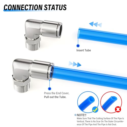 TAILONZ PNEUMATIC 304 Stainless Steel Male Elbow - 1/4 Inch Tube OD x 3/8 Inch NPT Thread 90 Push to Connect Tube Fitting PL-1/4-N3 (Pack of 2) - Image 5