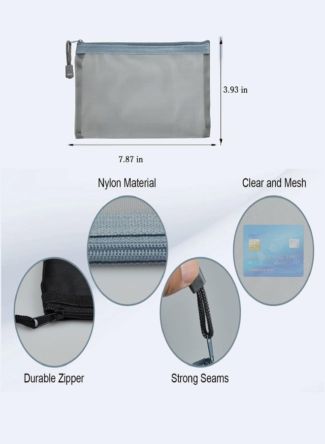 GCYQOOD Zipper Pouch, Package Nylon Mesh Cosmetic Zipper Bags, Small Makeup Bag for Purse, for Travel Pouch, Home Office Organizer Deals, Small Items (3, Grey, 3.93x7.87inch) - Image 2