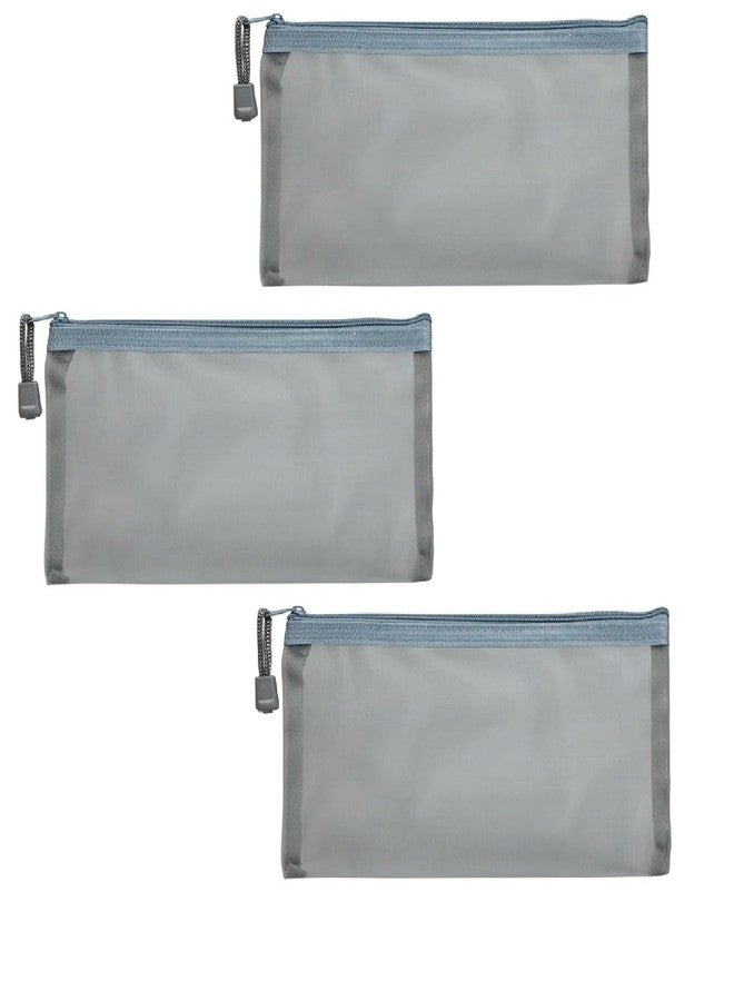 GCYQOOD Zipper Pouch, Package Nylon Mesh Cosmetic Zipper Bags, Small Makeup Bag for Purse, for Travel Pouch, Home Office Organizer Deals, Small Items (3, Grey, 3.93x7.87inch) - Image 1