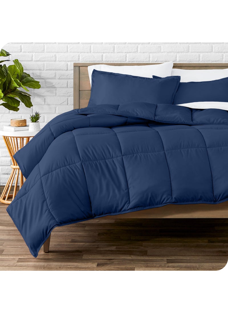 Bare Home Bare Home Comforter Set  Queen Size  UltraSoft  Goose Down Alternative  Premium 1800 Series  All Season Warmth Queen Dark Blue 