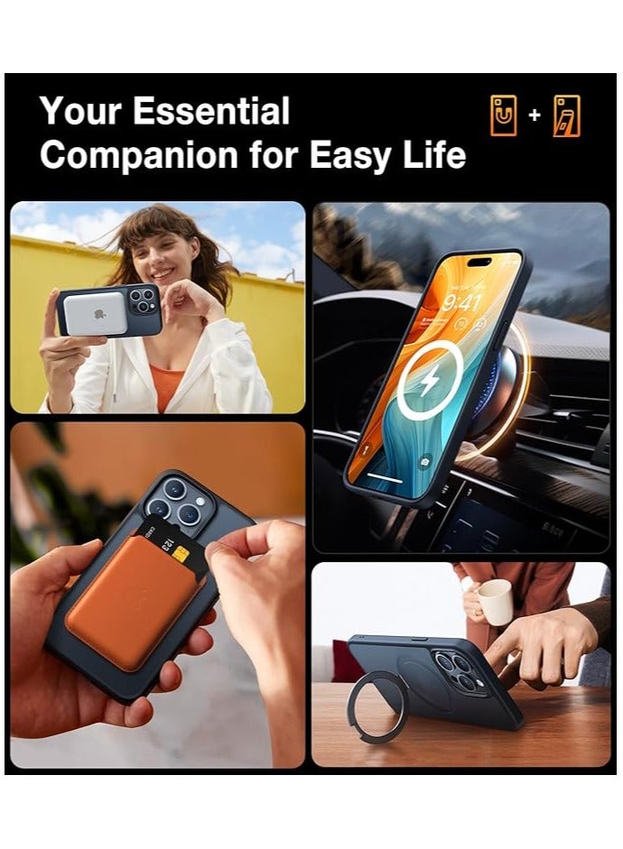 Magnetic Ostand for iPhone 15 Pro Max Case 6.7 inch, [Mil-Grade Drop Tested][Compatible with MagSafe][Built in Kickstand] Translucent Slim Back Soft Edge, Frost Black