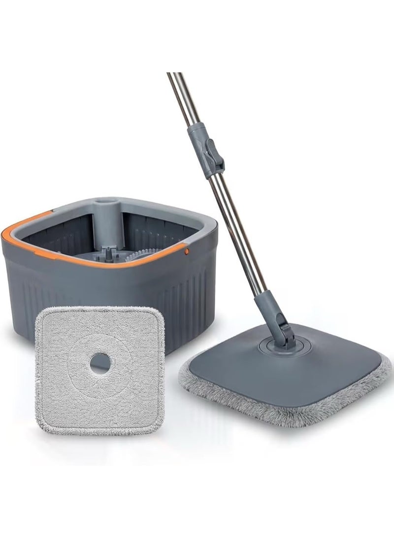 UShop U Shop | Durable spin mop for long-lasting home and office use; system separating clean and dirty water; 360-degree spinning wringing mechanism; floor cleaning with two microfiber pads. - Image 1
