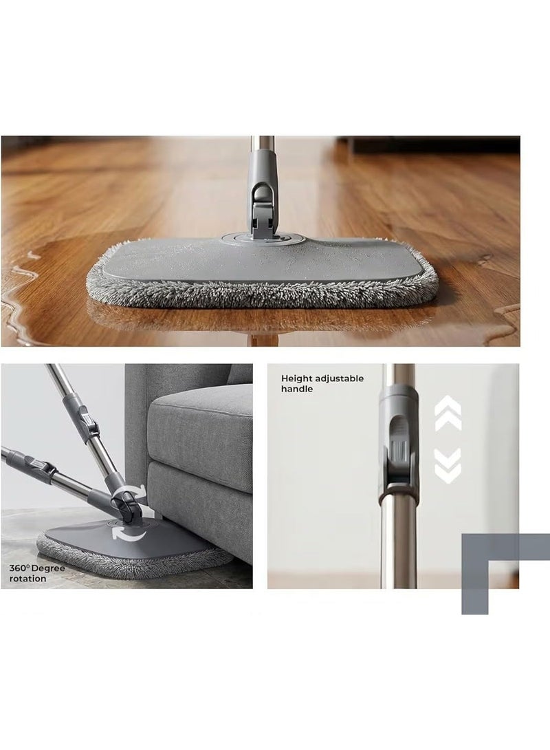 UShop U Shop | Durable spin mop for long-lasting home and office use; system separating clean and dirty water; 360-degree spinning wringing mechanism; floor cleaning with two microfiber pads. - Image 3