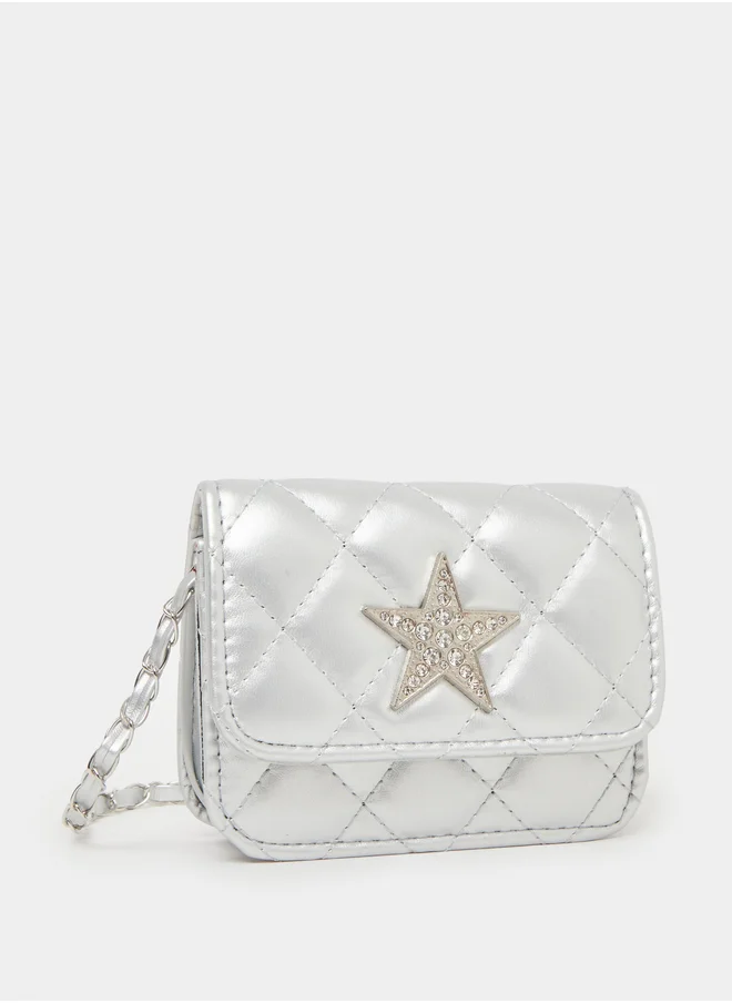 ستايلي Styli Embellished Crossbody Bag with Chain Strap