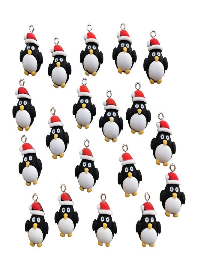 AMOBESTER Cute Penguin Pendant Charms Penguin with Christmas Hat for DIY Bracelet Necklace Earring Jewery Making