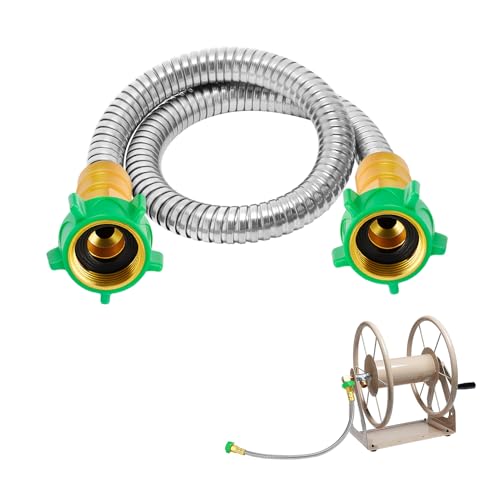 MADHOLLY 2ft Short Garden Leader Hose with Female to Female Connector 435psi Leakproof Kink Free Stainless Steel Water Hose Extension for Outdoor Yard Hoses Reel Cart - Image 1