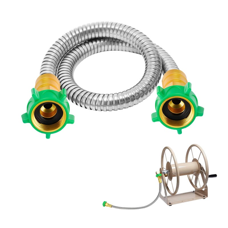 MADHOLLY 2ft Short Garden Leader Hose with Female to Female Connector 435psi Leakproof Kink Free Stainless Steel Water Hose Extension for Outdoor Yard Hoses Reel Cart - Image 2