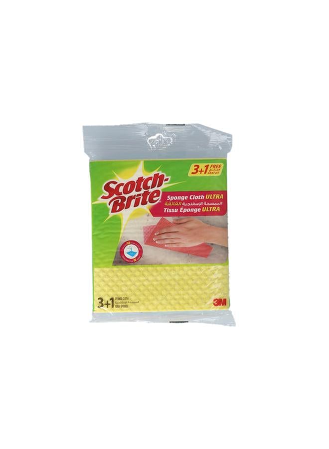 Scotch Brite 4-Piece Multi-Purpose Ultra Cleaning Sponge Cloth Wipe Multicolor UU005544703 - Image 1