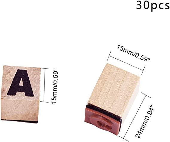 Oytra Oytra 32 Letters Rubber Stamps Alphabet Special Characters Wooden Body with Ink Pad ABCD for Journaling Scrapbooking Art Craft Decor Decoration Gift  - Image 4