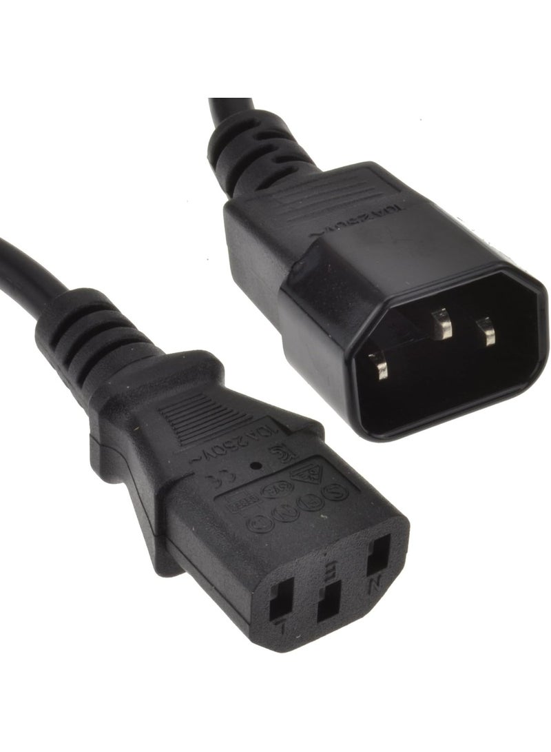 كابل تمديد طاقة IEC ذكر إلى أنثى لوصلات UPS C14 إلى C13 – طول 1 متر أسود (مجدّد) - Image 1