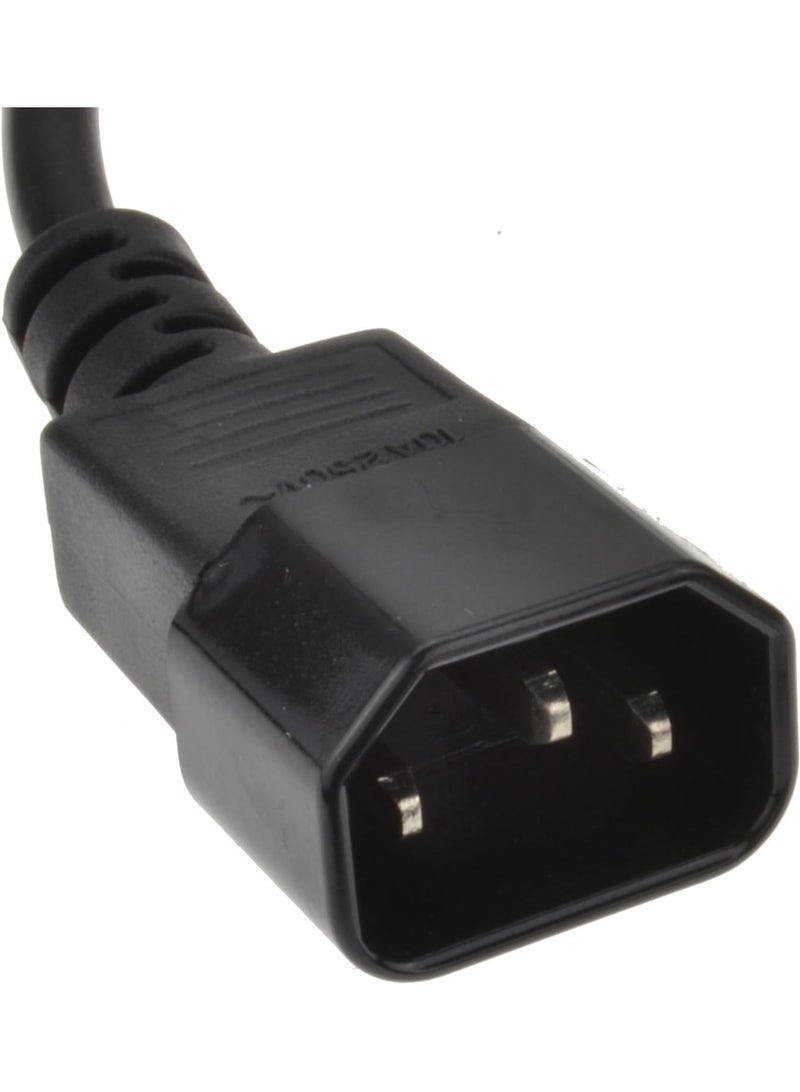 كابل تمديد طاقة IEC ذكر إلى أنثى لوصلات UPS C14 إلى C13 – طول 1 متر أسود (مجدّد) - Image 2