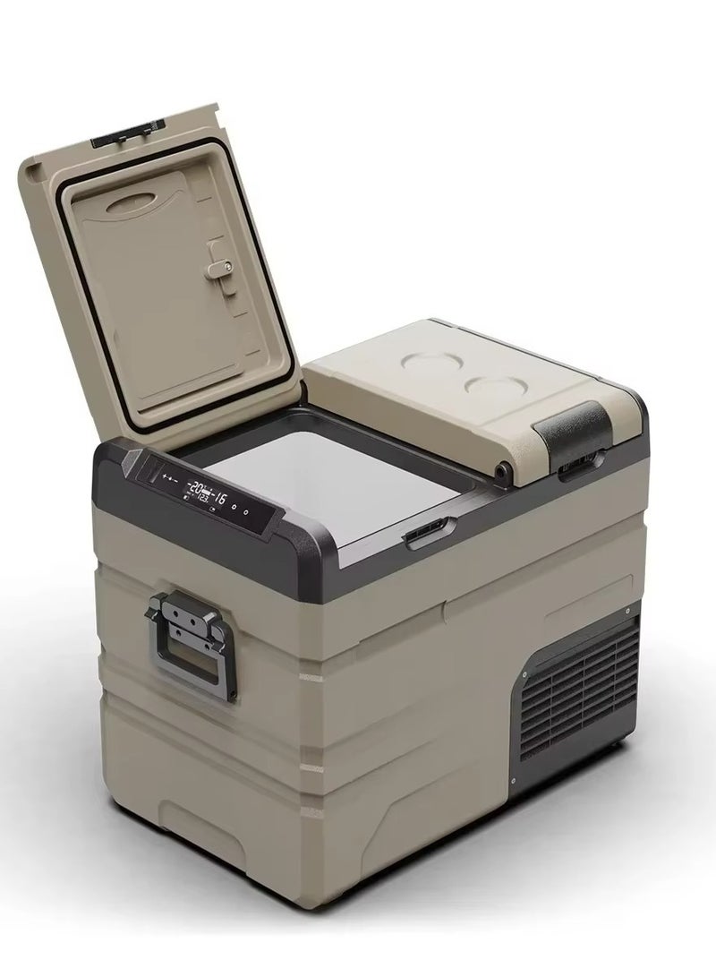 Alpicool Car refrigerator, a small refrigerator with a separate door feature for each cooling and freezing section, Alpicool TA35 portable car refrigerator 12/24 volt electric cooler for camping, road trips, picnics. Cooling power down to -20 degrees Celsius! Keep your food fresh and enjoy chilled drinks anywhere. - Image 1