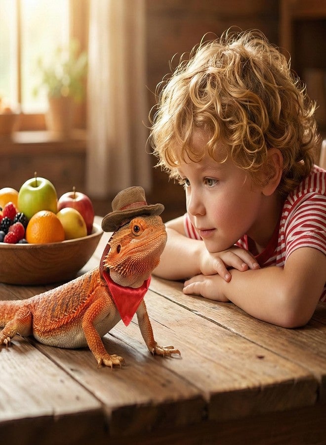 Molain Bearded Dragon Clothes, Lizard Cowboy Hat Bandana Costume Set Bearded Dragon Clothing Outfit for Cosplay Photo Costume Props Fits Gecko Chameleon Ferret - Image 3