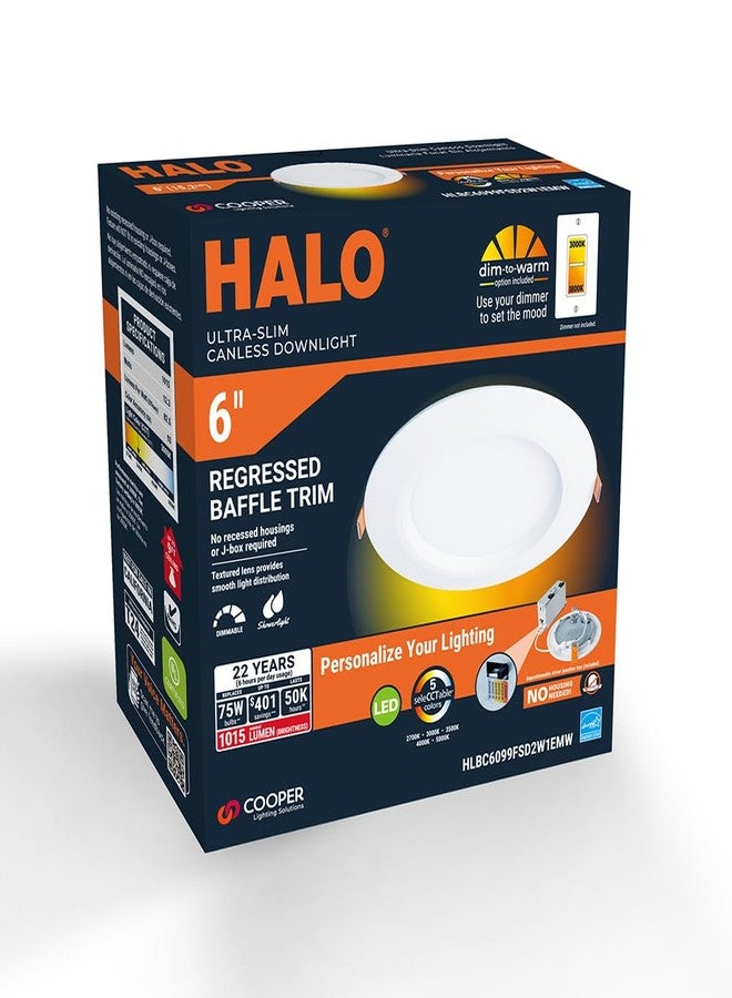 هالو مصباح هالو HLBC LED فائق النحافة بدون علبة مقاس 6 بوصات مع عدسة غائرة، ودرجة حرارة لون قابلة للتحديد، وتقنية التعتيم إلى الدفء - Image 2