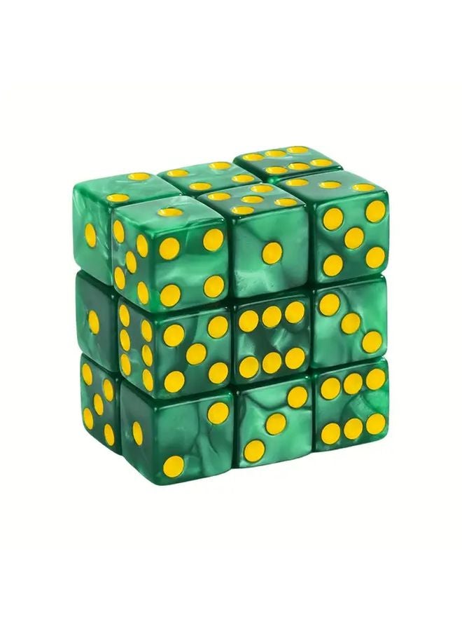 مجموعة النرد الخضراء 18 قطرة، نرد سداسي الجوانب D6 مقاس 16 مم مع حقيبة - Image 1
