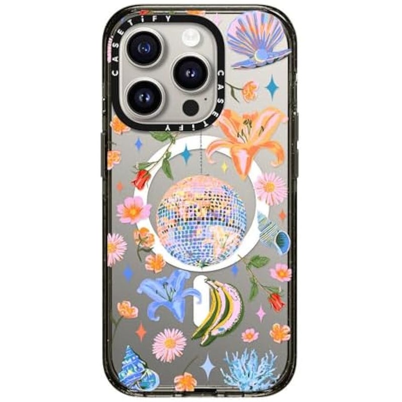 Casetify Impact Case for iPhone 15 Pro 【4X Military Grade Drop Tested / 8.2ft Drop Protection/Compatible with Magsafe】 - Disco Magic - Clear Black - Image 1