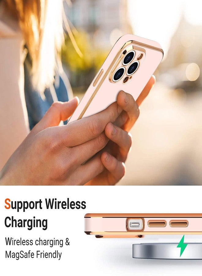 Teageo جراب هاتف Teageo لهاتف iPhone 13 Pro Max للبنات والسيدات، بتصميم قلب لطيف فاخر مطلي بالترتر، غطاء خلفي ناعم، حماية مرتفعة للكاميرا، جراب سيليكون مقاوم للصدمات، لون وردي فاتح - Image 5
