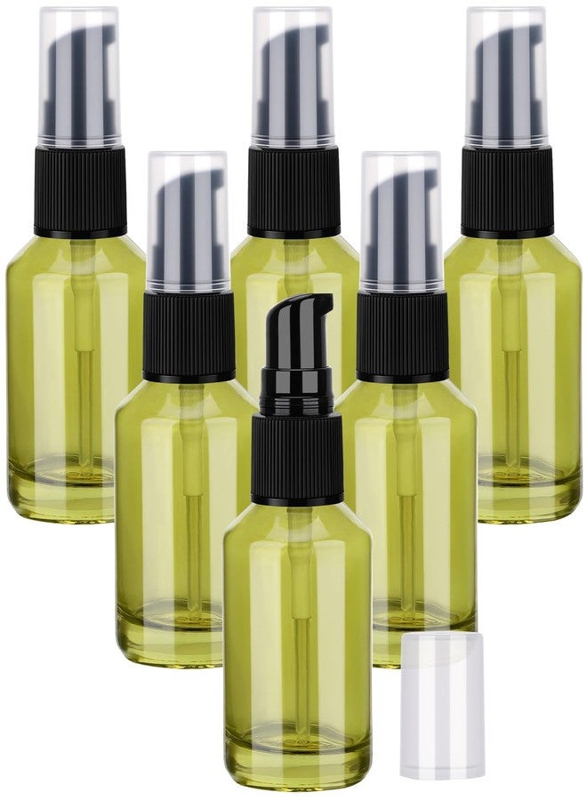 Segbeauty 6pcs 1oz Glass Empty Travel Size Bottles for Creams, Refillable Lotion Pump Bottle Dispenser, 30ml Liquid Travel Containers, Green Mini Lotion Container Foundation Cosmetics Pump Dispensers - Image 1