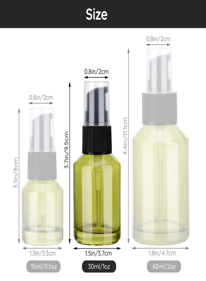 Segbeauty 6pcs 1oz Glass Empty Travel Size Bottles for Creams, Refillable Lotion Pump Bottle Dispenser, 30ml Liquid Travel Containers, Green Mini Lotion Container Foundation Cosmetics Pump Dispensers - Image 3