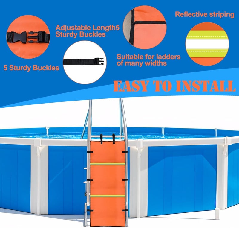 Feoang Pool Ladder Safety Guard,19.7 X 49.2in Pool Ladder Guard Safety Net Child Safety Pool Ladder Above Ground Safety Cover for Prevent Kids from Climbing,Falling,Drowning - Image 3