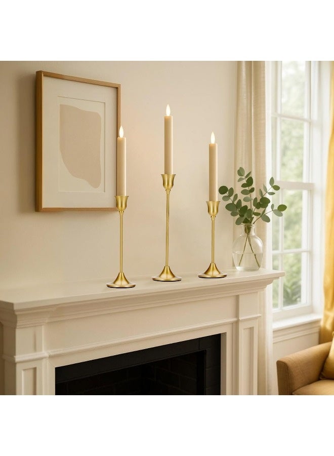 3PCS Brass Gold Taper Candle Holders Tall Metal Pillar Candlestick Holders Vintage Decor for Dinner Table Dining Room Wedding Fireplace Mante - Image 3