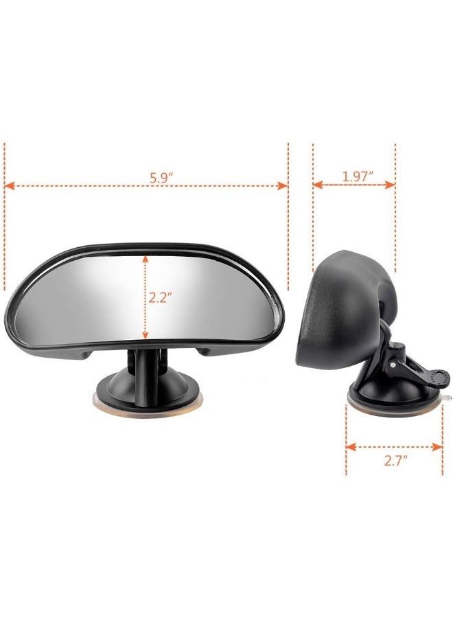 GES Baby Mirror for Car, Rear View Mirror 360 Degree Adjustable Strengthen Suction Cup Mirror for Car 5.9 x 2.2 Inch - Black - Image 3