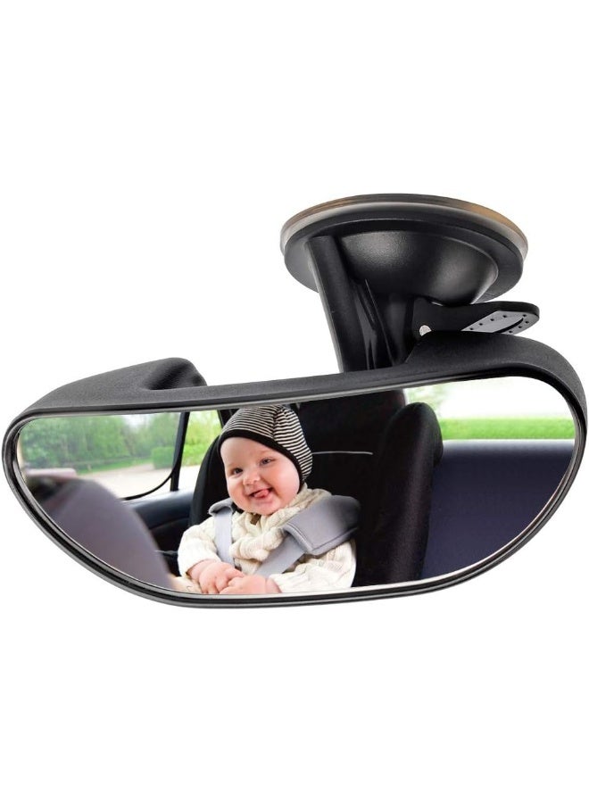 GES Baby Mirror for Car, Rear View Mirror 360 Degree Adjustable Strengthen Suction Cup Mirror for Car 5.9 x 2.2 Inch - Black - Image 1