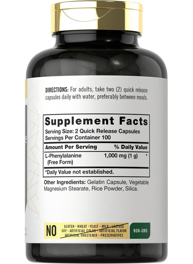 Carlyle L Phenylalanine Supplement 1000mg | 200 Capsules | Non-GMO & Gluten Free - Image 2