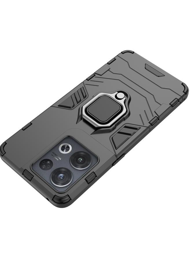إيروريكس جراب لهاتف OPPO Reno8 Pro مقاوم للصدمات مصنوع من مادة PC + TPU مع حامل حلقي مغناطيسي - Image 4