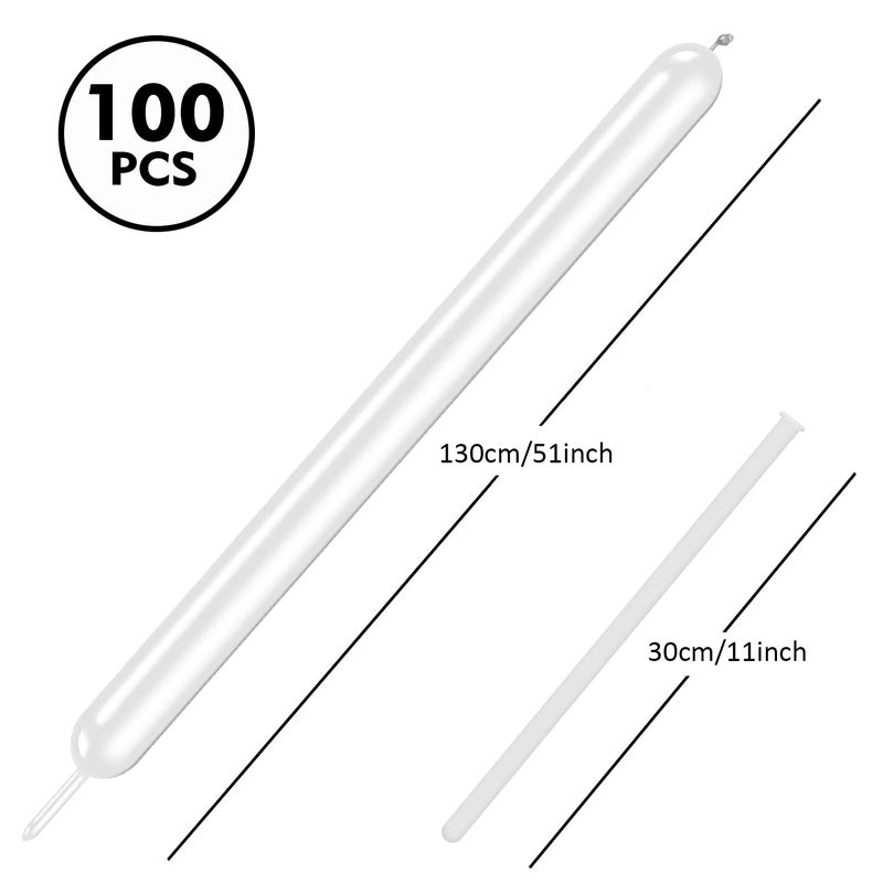 Rimobul 100PCS 260Q Twisting Animal Balloons Thickening Latex Twisting Modeling Long Magic Balloons for Animal Shape,Birthdays,Clowns - White - Image 2