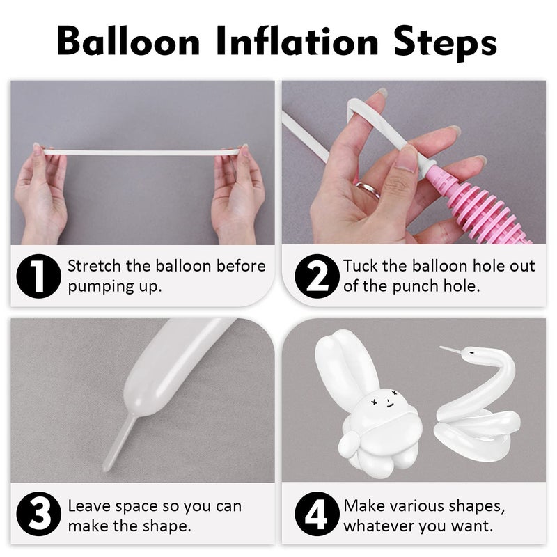 Rimobul 100PCS 260Q Twisting Animal Balloons Thickening Latex Twisting Modeling Long Magic Balloons for Animal Shape,Birthdays,Clowns - White - Image 3