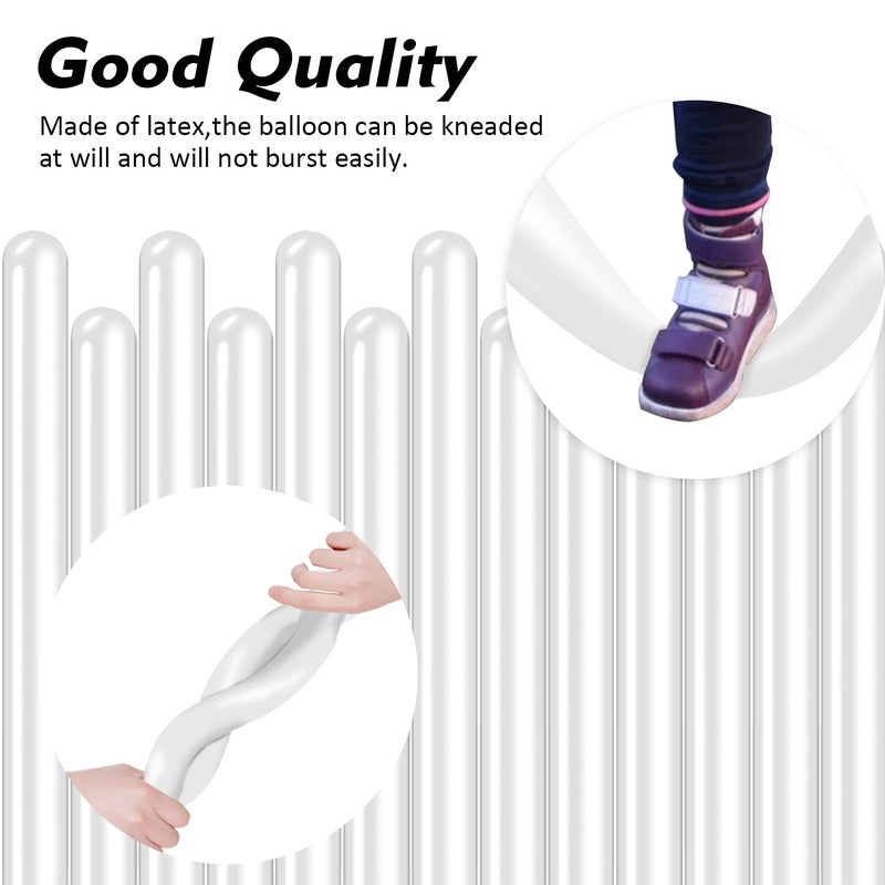 Rimobul 100PCS 260Q Twisting Animal Balloons Thickening Latex Twisting Modeling Long Magic Balloons for Animal Shape,Birthdays,Clowns - White - Image 4