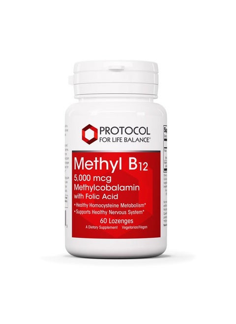 Protocol Methyl B12 5,000mcg - Vitamin B12 for Homocysteine Metabolism* - Supports Brain Health & Healthy Nervous System* - Kosher, Halal & Vegan - 60 Lozenges
