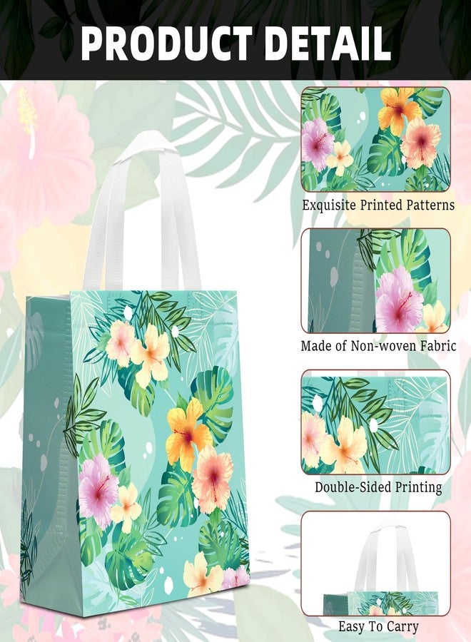KERINGO 24 PCS Hawaiian Party Favor Bags Hawaiian Gift Bags for Aloha Festival Beach Tropical Tiki Luau Goodie Bags with Handle Non Woven Summer Birthday Party Supplies - Image 3