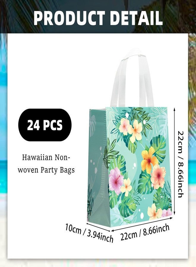 KERINGO 24 PCS Hawaiian Party Favor Bags Hawaiian Gift Bags for Aloha Festival Beach Tropical Tiki Luau Goodie Bags with Handle Non Woven Summer Birthday Party Supplies - Image 2