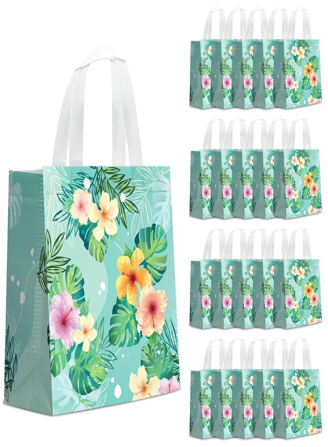 KERINGO 24 PCS Hawaiian Party Favor Bags Hawaiian Gift Bags for Aloha Festival Beach Tropical Tiki Luau Goodie Bags with Handle Non Woven Summer Birthday Party Supplies - Image 1