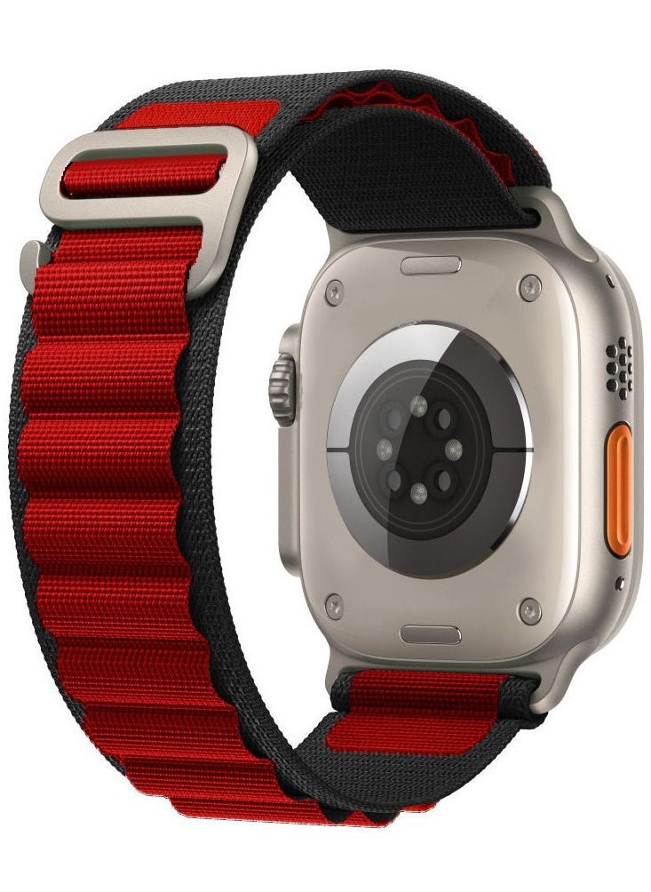CATANES - Apple Watch Band 49mm 45mm 44mm 42mm Alpine Loop Band Women Men Adjustable with Metal G-Hook Strap for iWatch Ultra Series SE 8/7/6/5/4/3/2/1 Black Red - Image 1