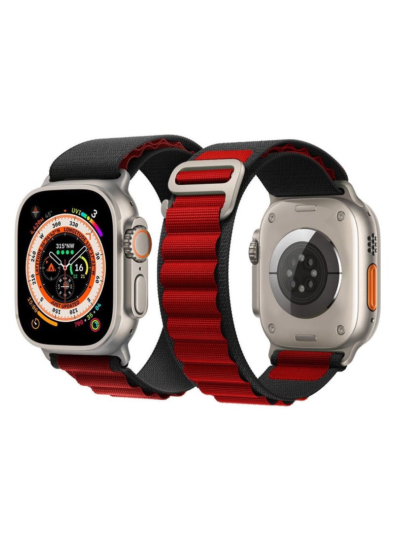 CATANES - Apple Watch Band 49mm 45mm 44mm 42mm Alpine Loop Band Women Men Adjustable with Metal G-Hook Strap for iWatch Ultra Series SE 8/7/6/5/4/3/2/1 Black Red - Image 1