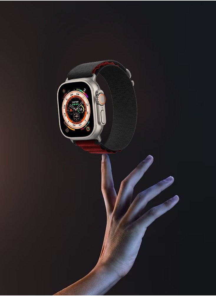 CATANES - Apple Watch Band 49mm 45mm 44mm 42mm Alpine Loop Band Women Men Adjustable with Metal G-Hook Strap for iWatch Ultra Series SE 8/7/6/5/4/3/2/1 Black Red - Image 1